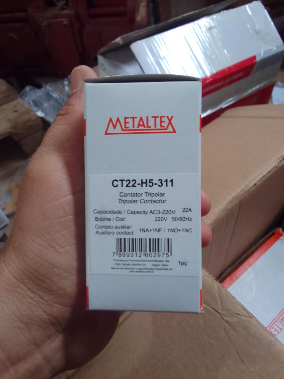 CONTATOR TRIPOLAR 22A 220V 1NA+1NF