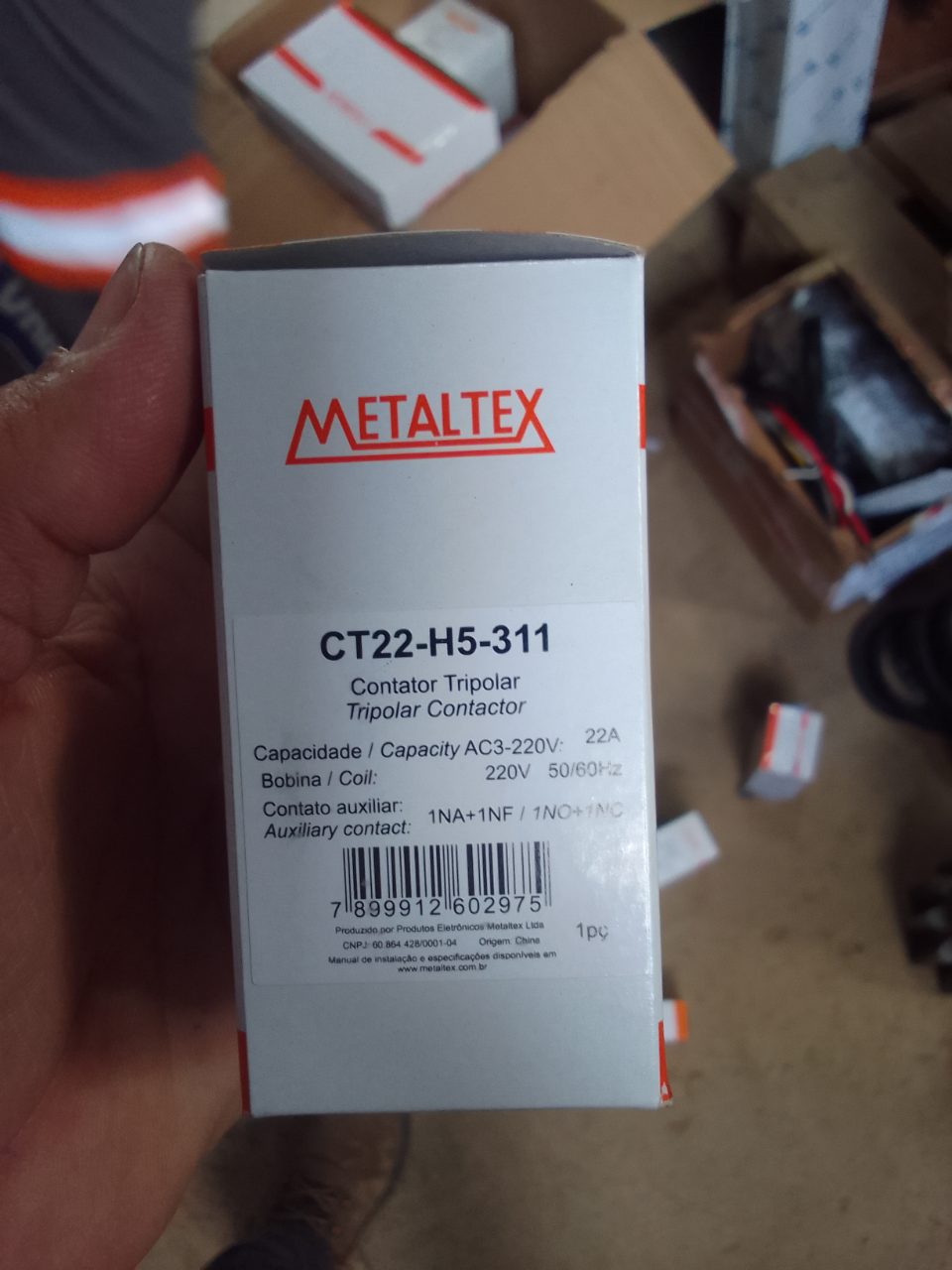 CONTATOR TRIPOLAR 22A BOBINA 220VCA 1NA+1NF