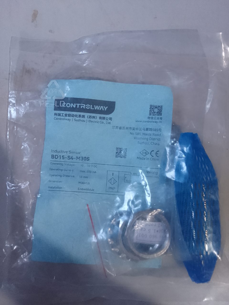 SENSOR INDUTIVO PNP CILÍNDRICO M30X1,5 ALCANCE 15MM